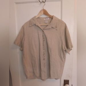 EUC Cherokee Women's Button Down Embroidered Top 18W/20W 1X